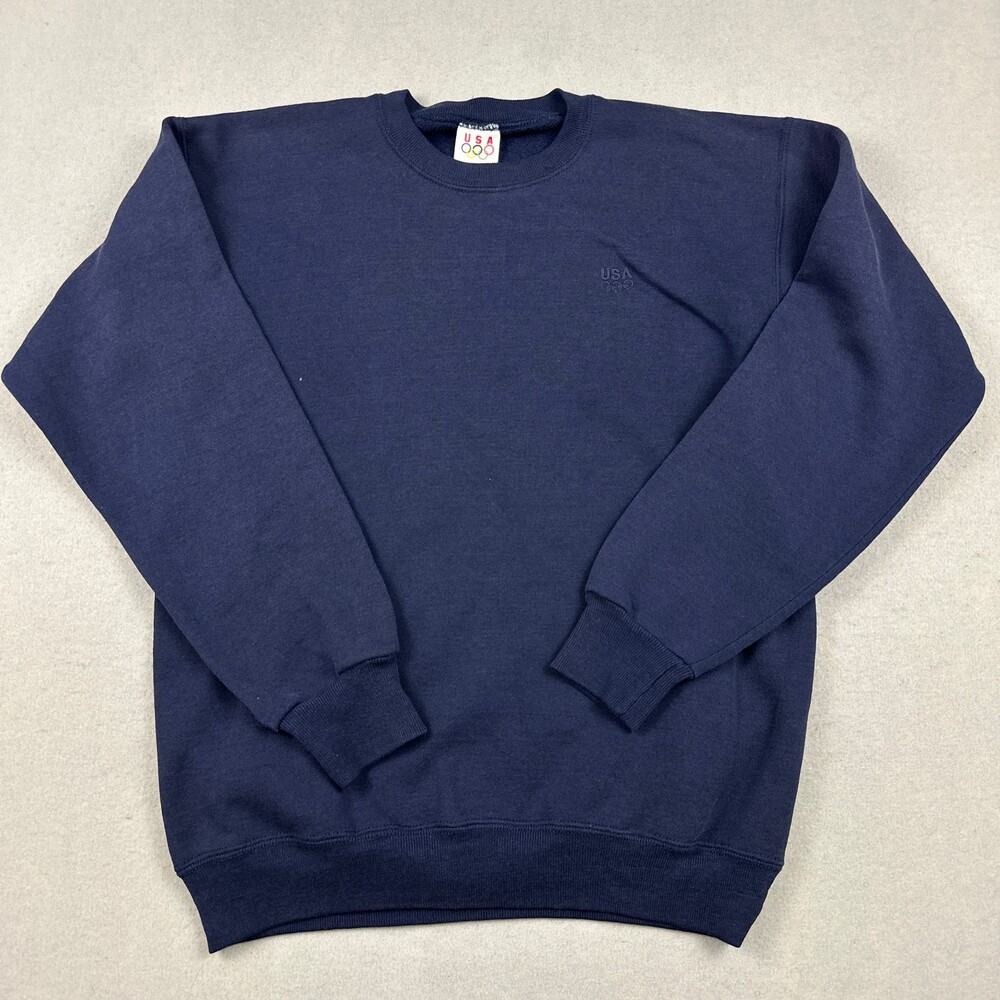 Vintage USA Olympics Sweatshirt Men Large Tall Navy Solid Crewneck Jumper LT USA